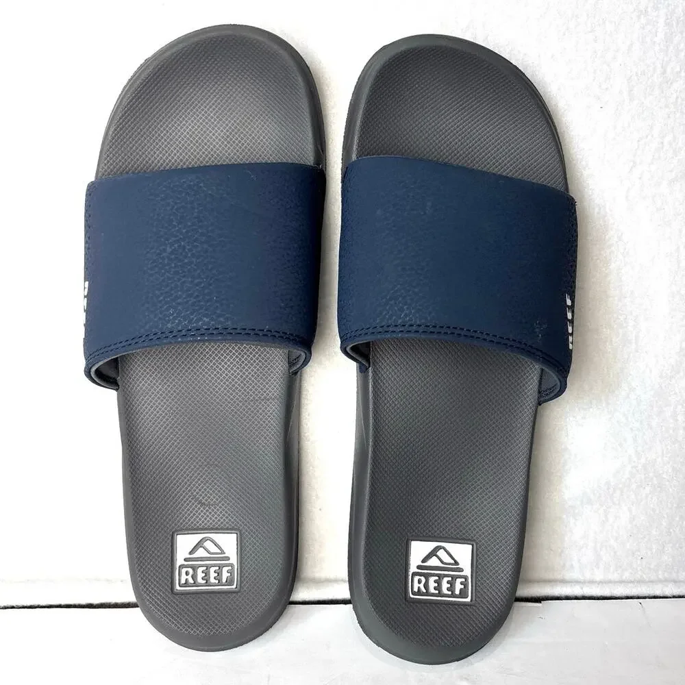 Reef One Slide Shoes Mens Size 12 Navy wSlip On Sandals Comfort Casual New